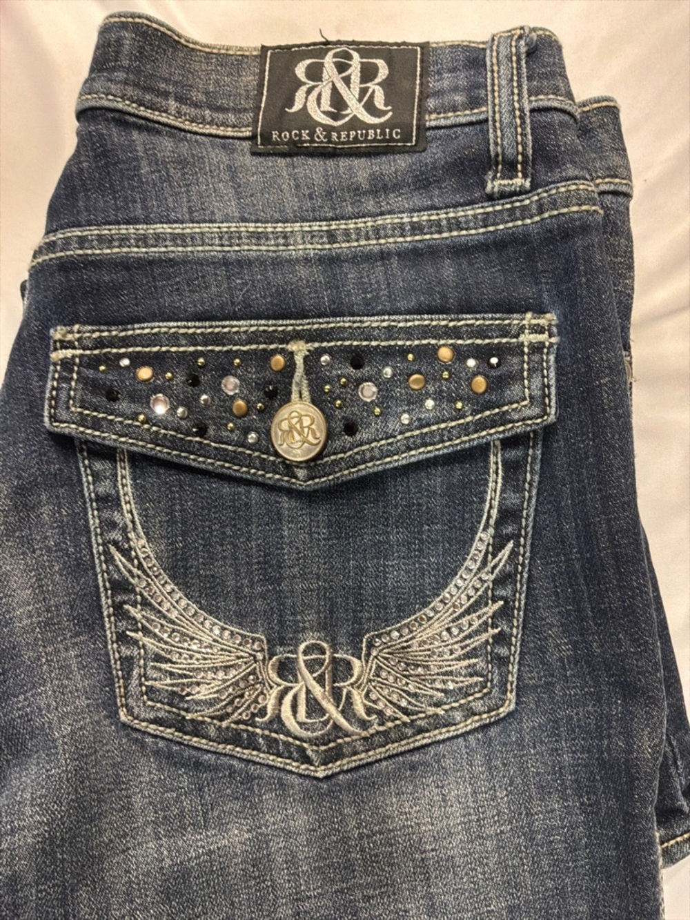 Rock & Republic Embellished Dark Blue Jeans